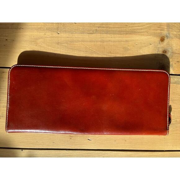 Vintage Men's Red Tone Leather Neck Tie Holder.Genuine Leather. Stitched. Travel - Picture 6 of 9